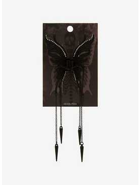 Black Butterfly Dangling Spike Claw Hair Clip, , hi-res