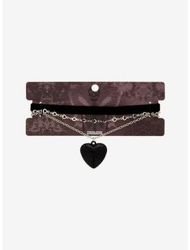 Black Heart Bubble Chain Choker Necklace Set, , hi-res