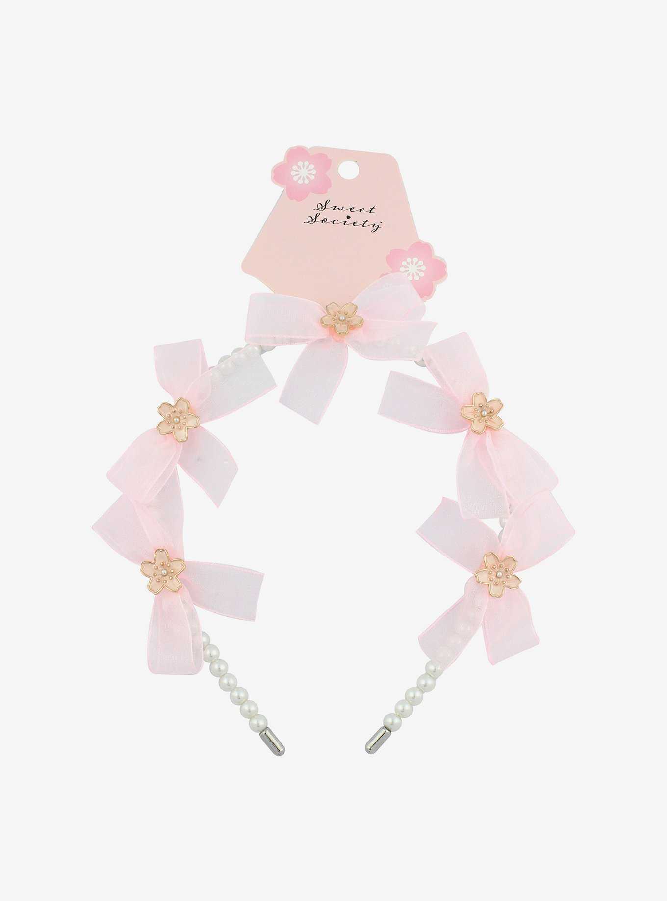 Sweet Society Sakura Bow Pearl Headband, , hi-res