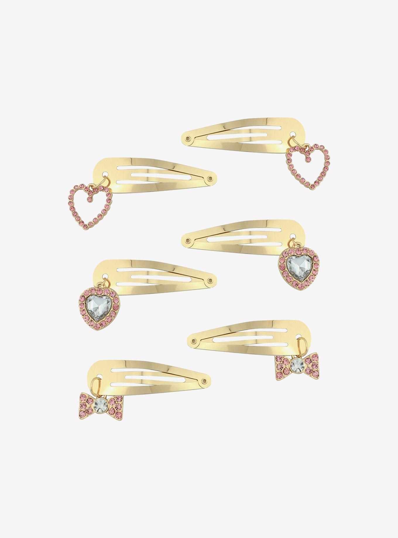 Sweet Society Heart Bow Hair Clip Set, , hi-res