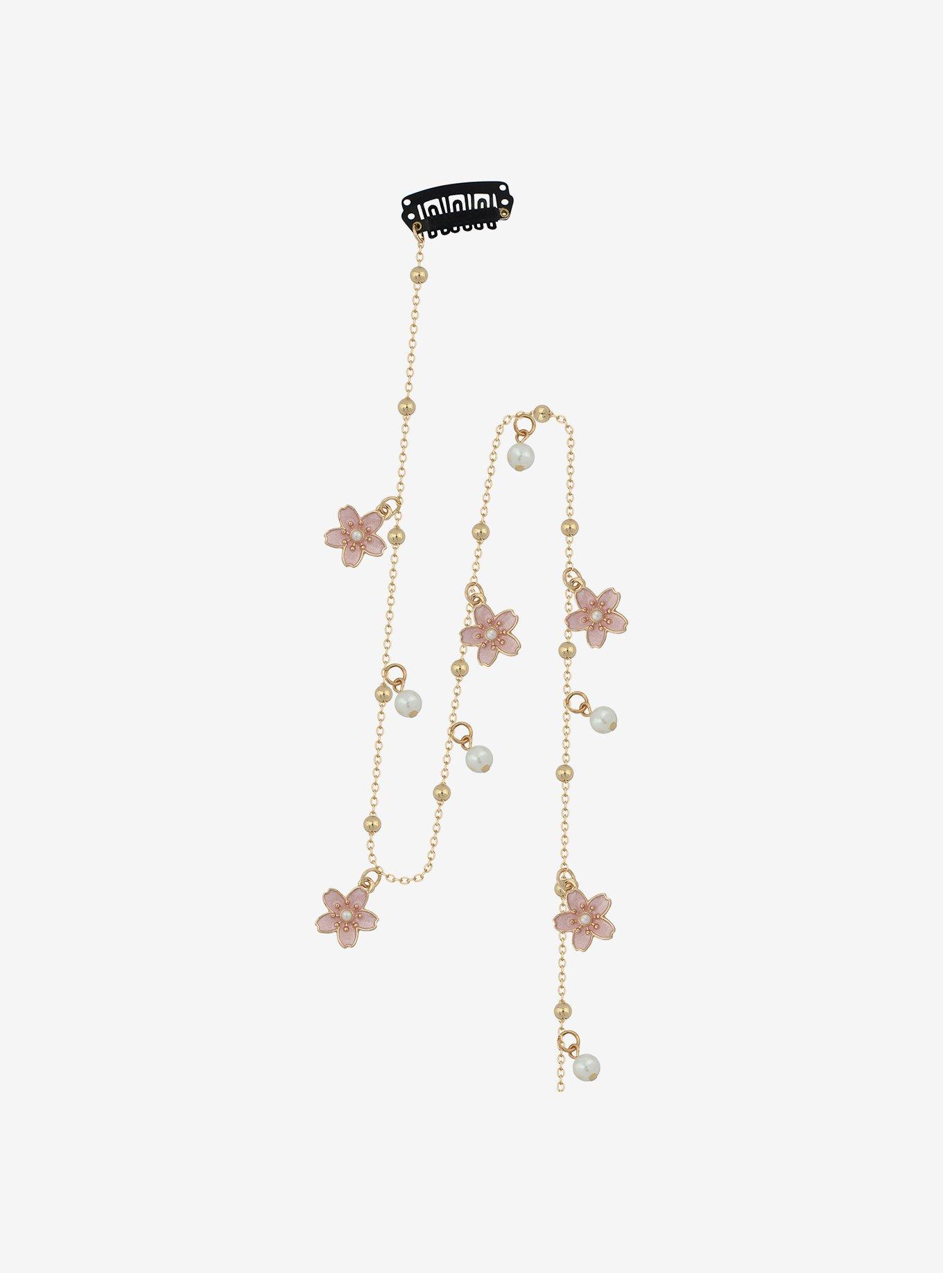 Sweet Society Sakura Pearl Hair Chain Clip, , hi-res