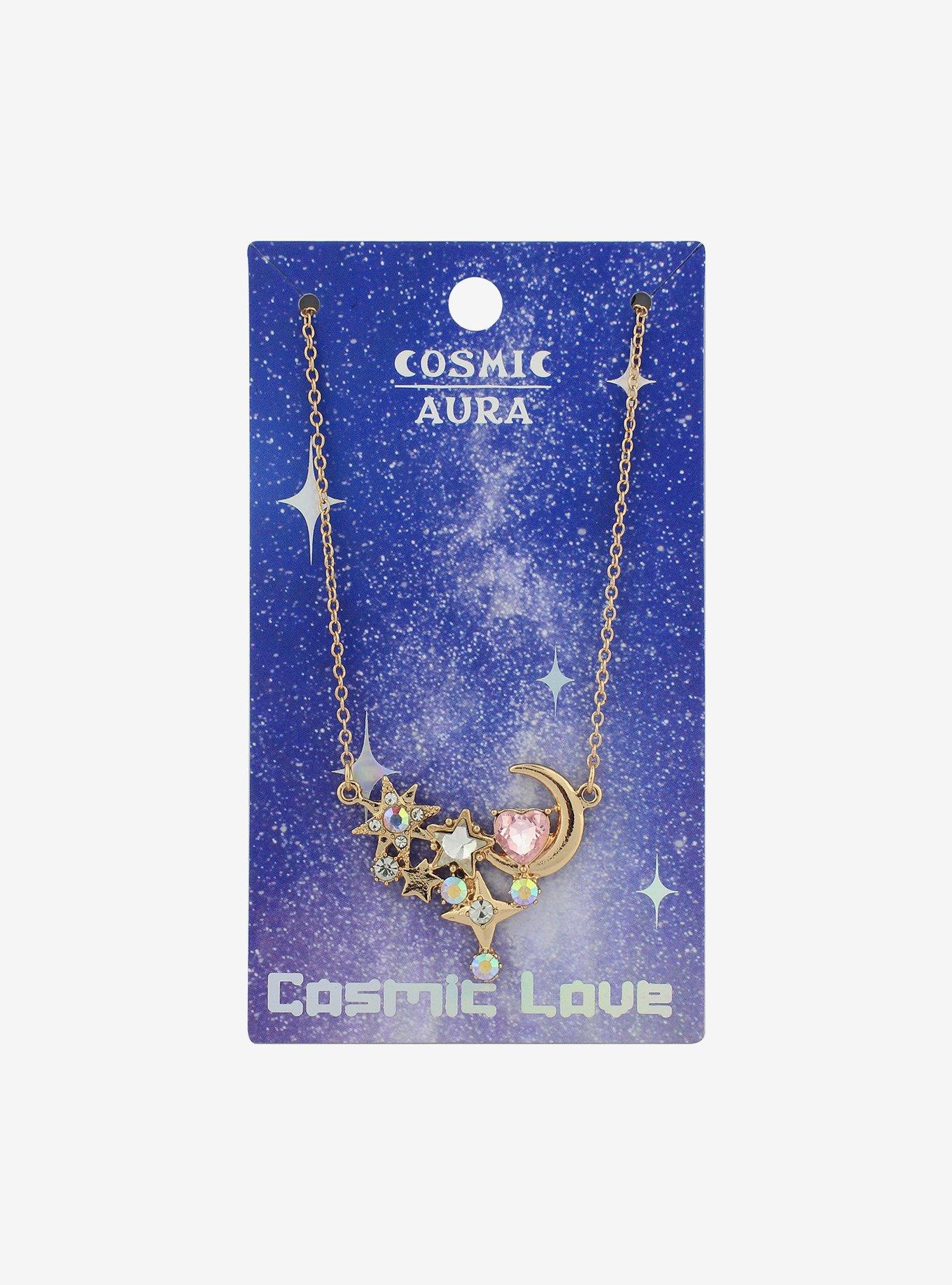 Cosmic Aura Moon Star Necklace, , hi-res