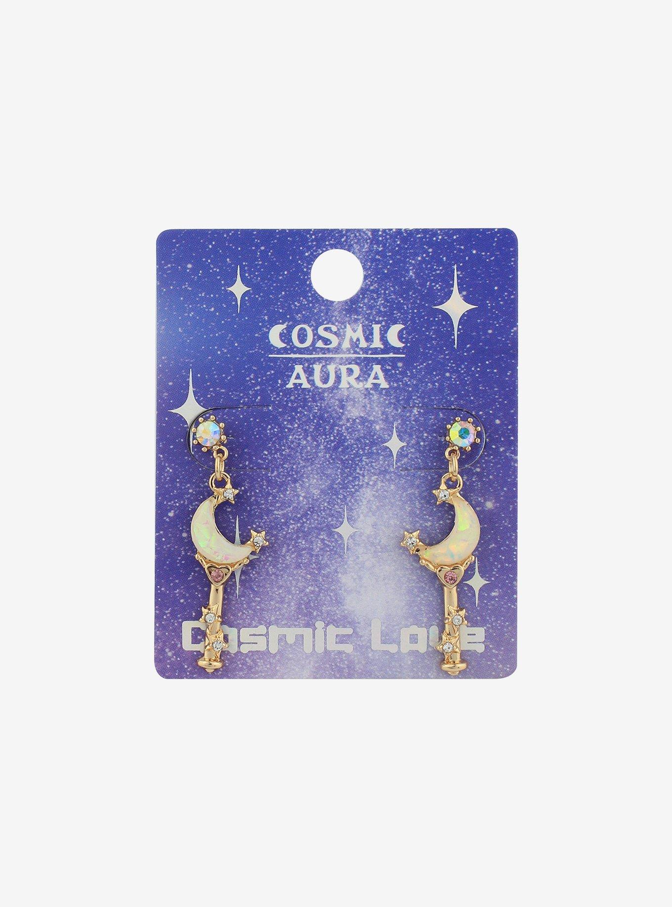 Cosmic Aura Celestial Wand Drop Earrings, , hi-res