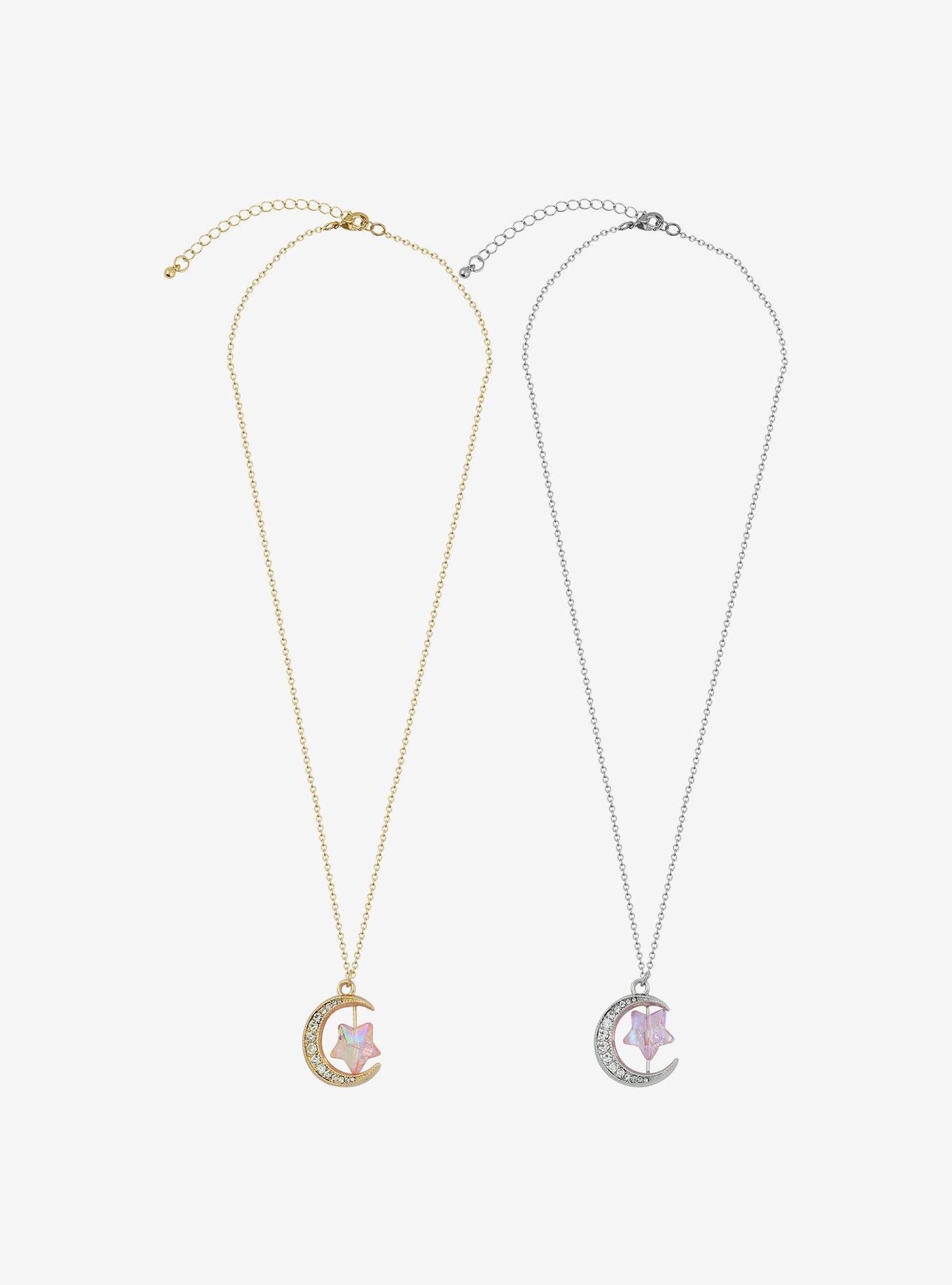 Sweet Society Crescent Moon Star Best Friend Necklace Set, , hi-res