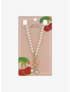 Sweet Society Heart Cherry Pearl Necklace, , hi-res