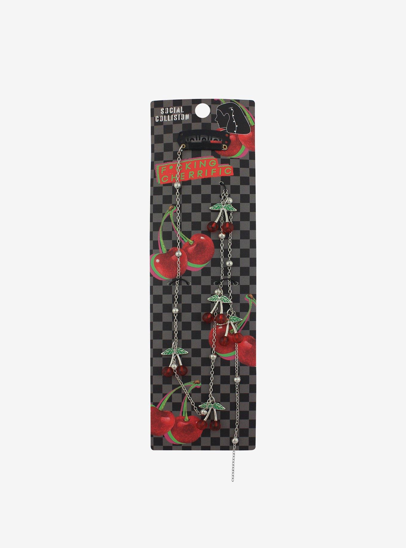 Social Collision Cherry Hair Chain Clip, , hi-res