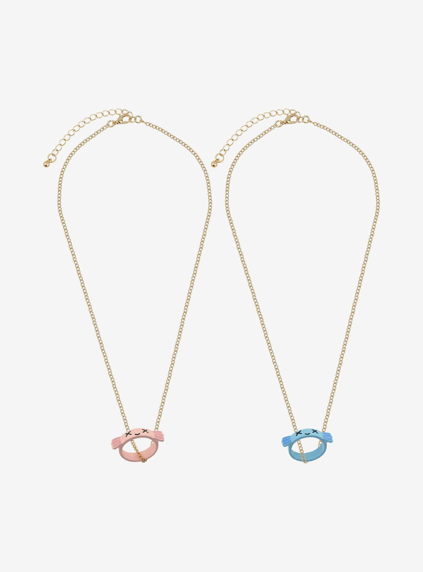 Sweet Society Pink & Blue Axolotl Best Friend Ring Necklace Set, , hi-res