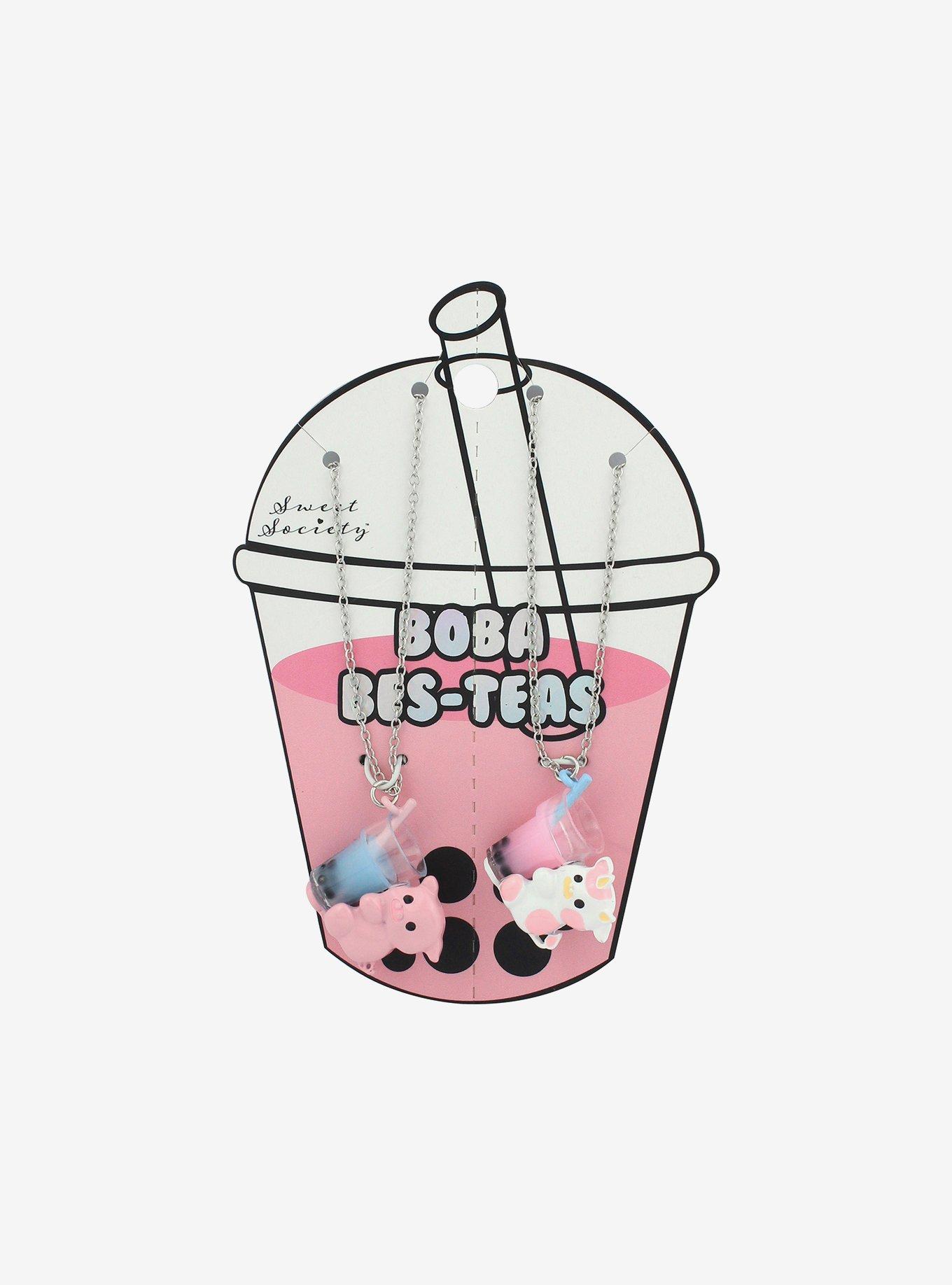 Sweet Society Cow & Pig Boba Best Friend Necklace Set, , hi-res
