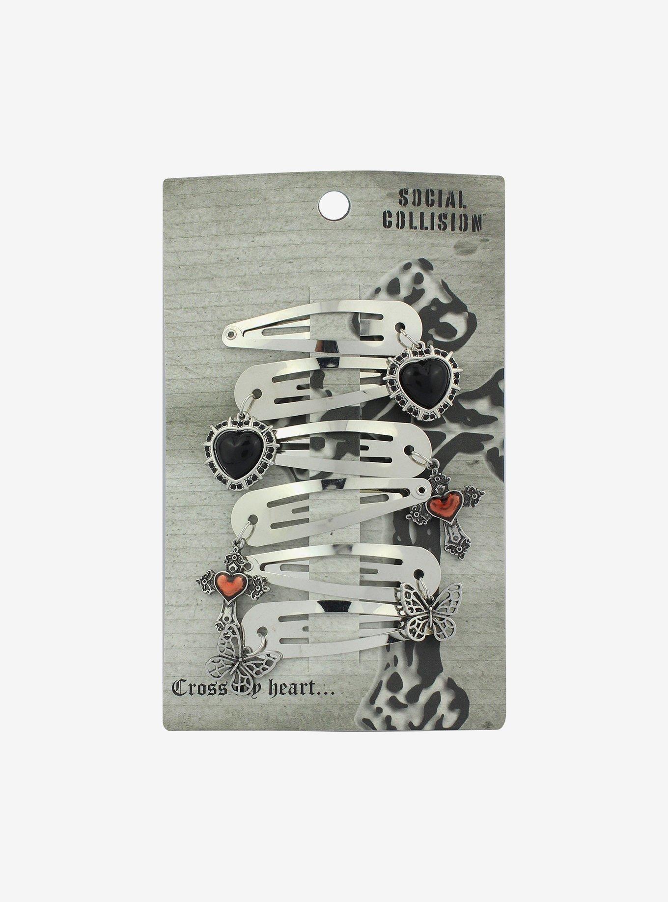 Social Collision Heart Cross Hair Clip Set, , hi-res