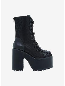 YRU Black Lace Platform Boots, , hi-res