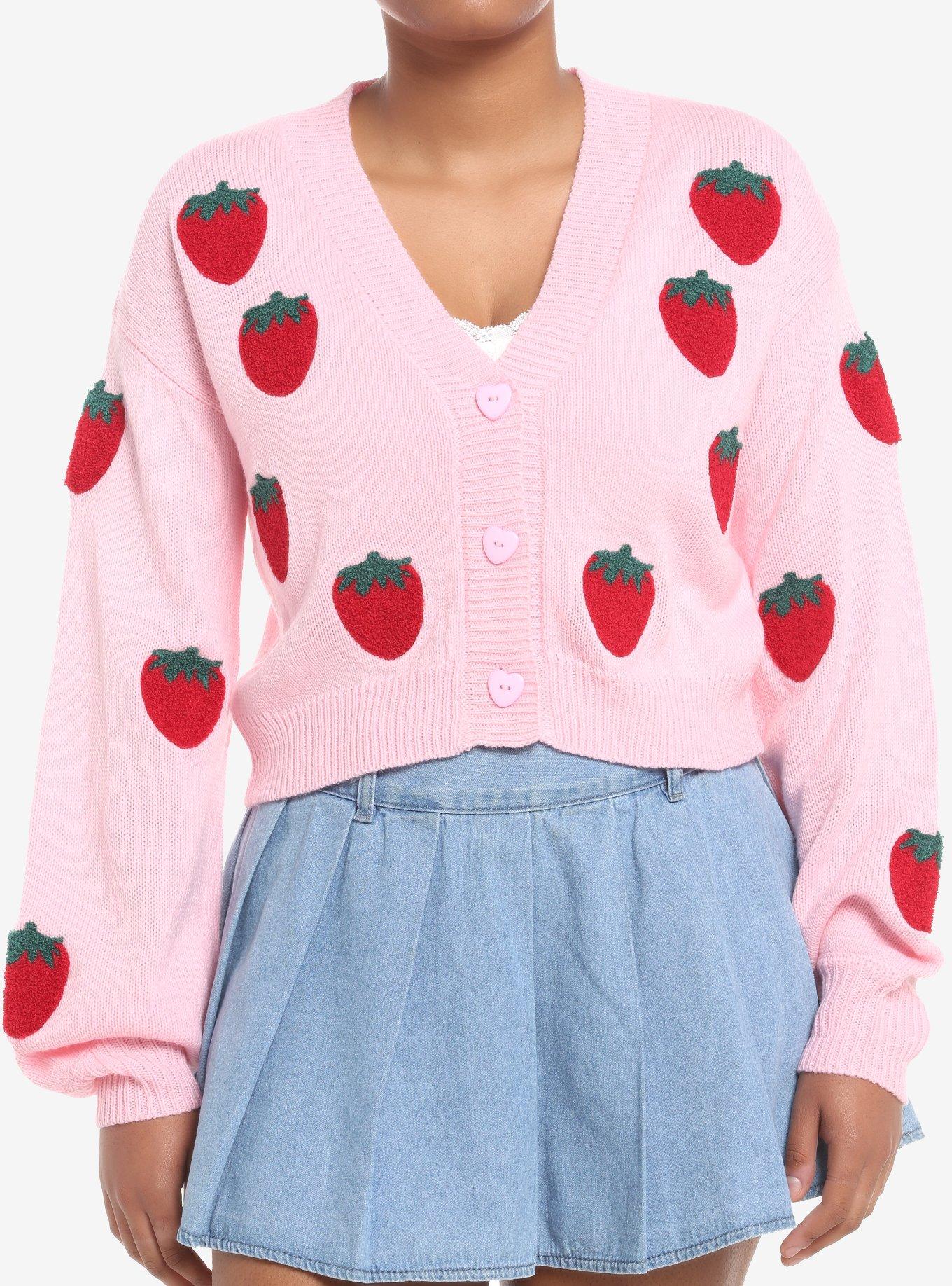 Sweet Society Strawberry Patch Girls Crop Cardigan | Hot Topic