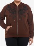 Social Collision Brown Butterfly Girls Hoodie Plus Size, BROWN, hi-res
