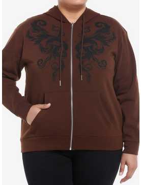 Social Collision Brown Butterfly Girls Hoodie Plus Size, , hi-res