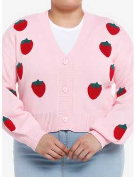 Sweet Society Strawberry Patch Girls Crop Cardigan Plus Size, , hi-res