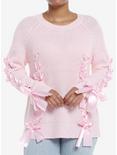 Sweet Society Pink Ribbon Girls Knit Sweater, PINK, hi-res