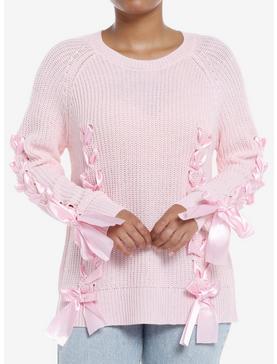 Sweet Society Pink Ribbon Girls Knit Sweater, , hi-res