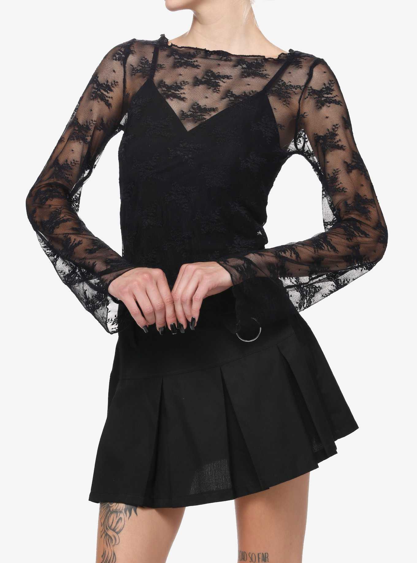 Cosmic Aura Mesh Lace Girls Long-Sleeve Twofer Top, , hi-res