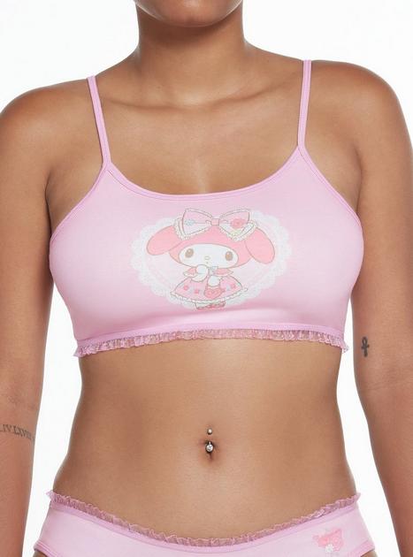 Women's Hello Kitty Pink Cropped Tank Top Sports Bra L