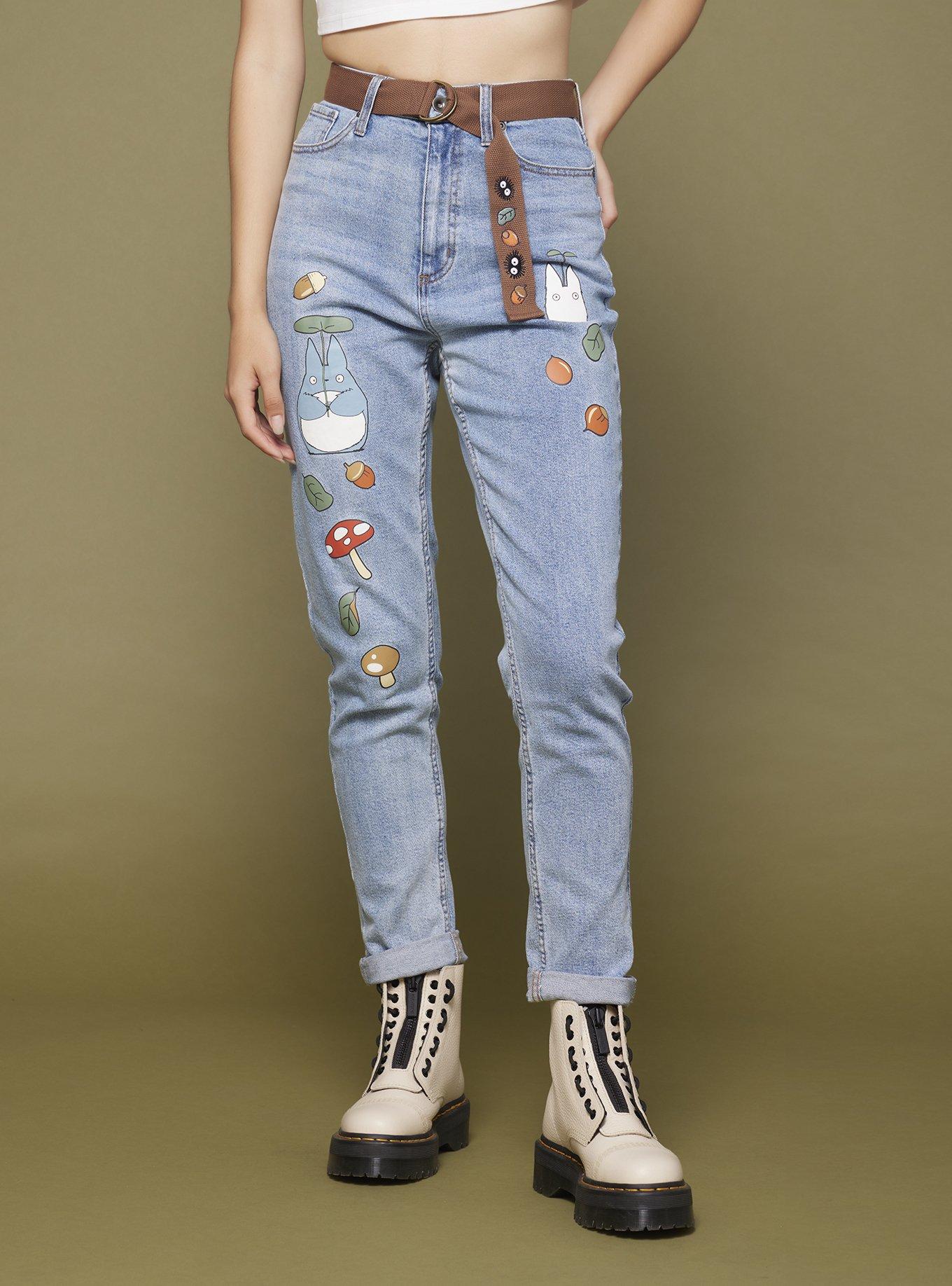 Her Universe Studio Ghibli My Neighbor Totoro Mom Jeans With Belt, MEDIUM WASH, hi-res