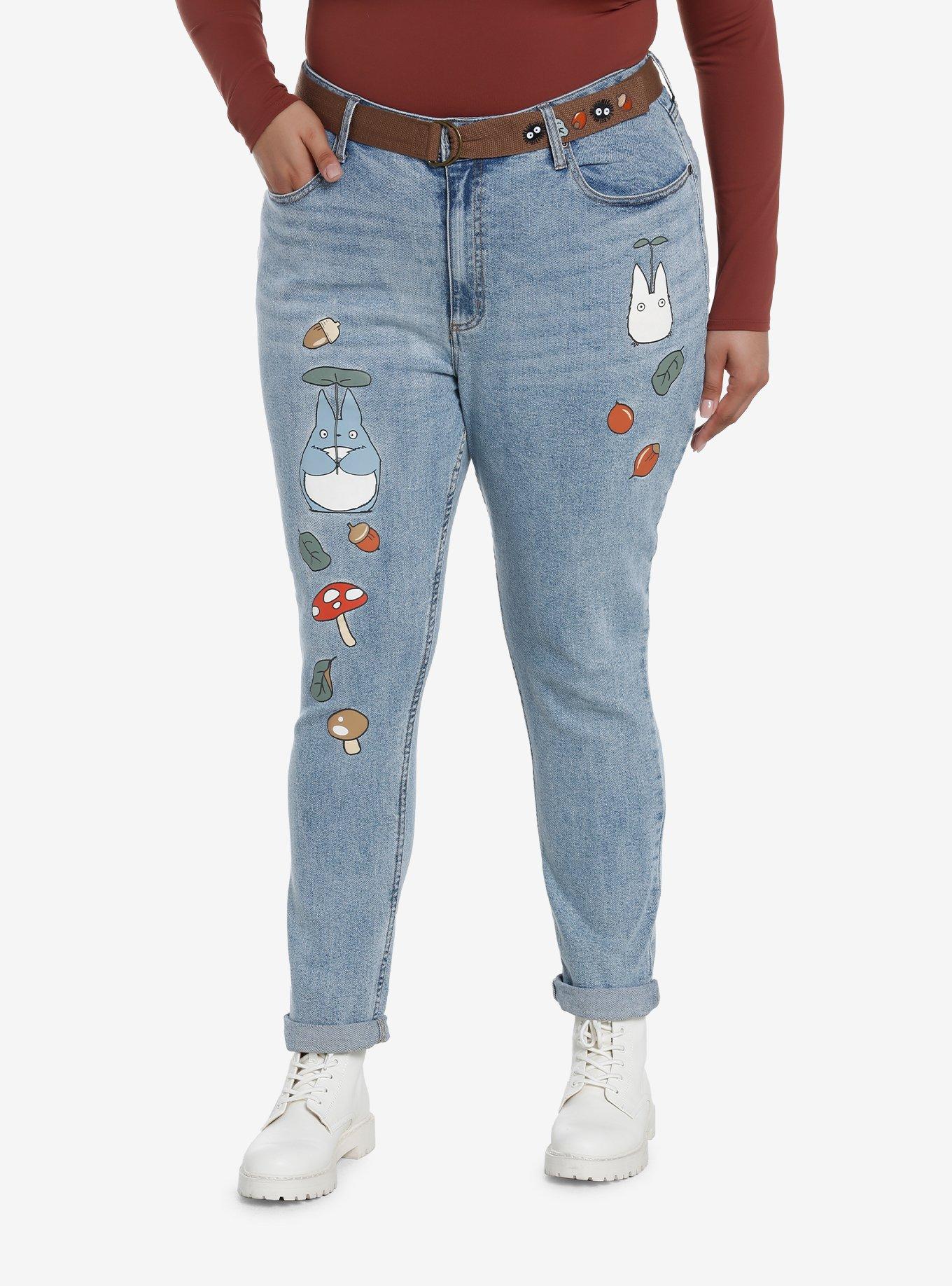 Her Universe Studio Ghibli My Neighbor Totoro Mom Jeans With Belt Plus Size, MEDIUM WASH, hi-res