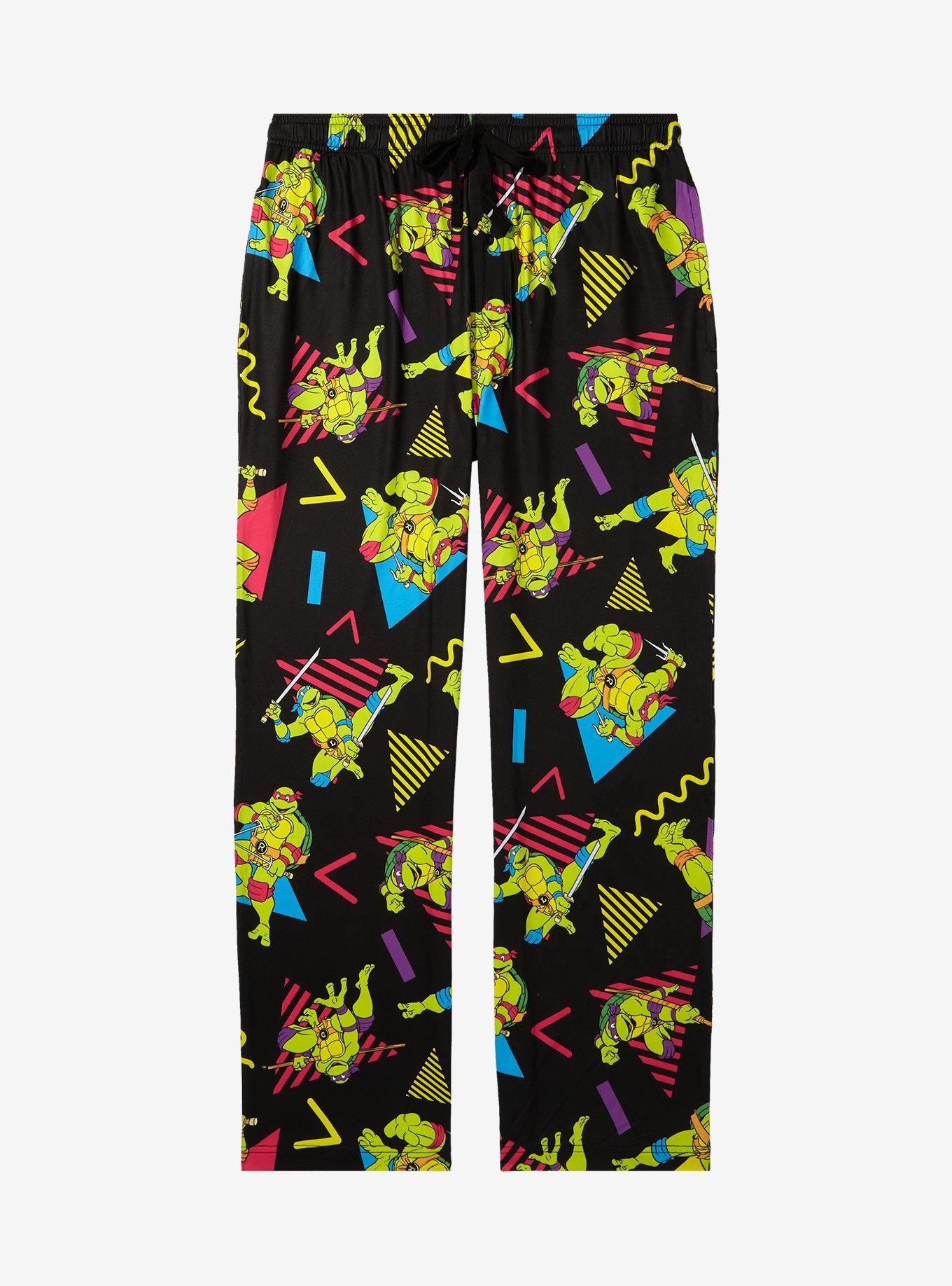 Teenage Mutant Ninja Turtles Retro Portraits Allover Print Plus Size Sleep Pants - BoxLunch Exclusive, BLACK, hi-res