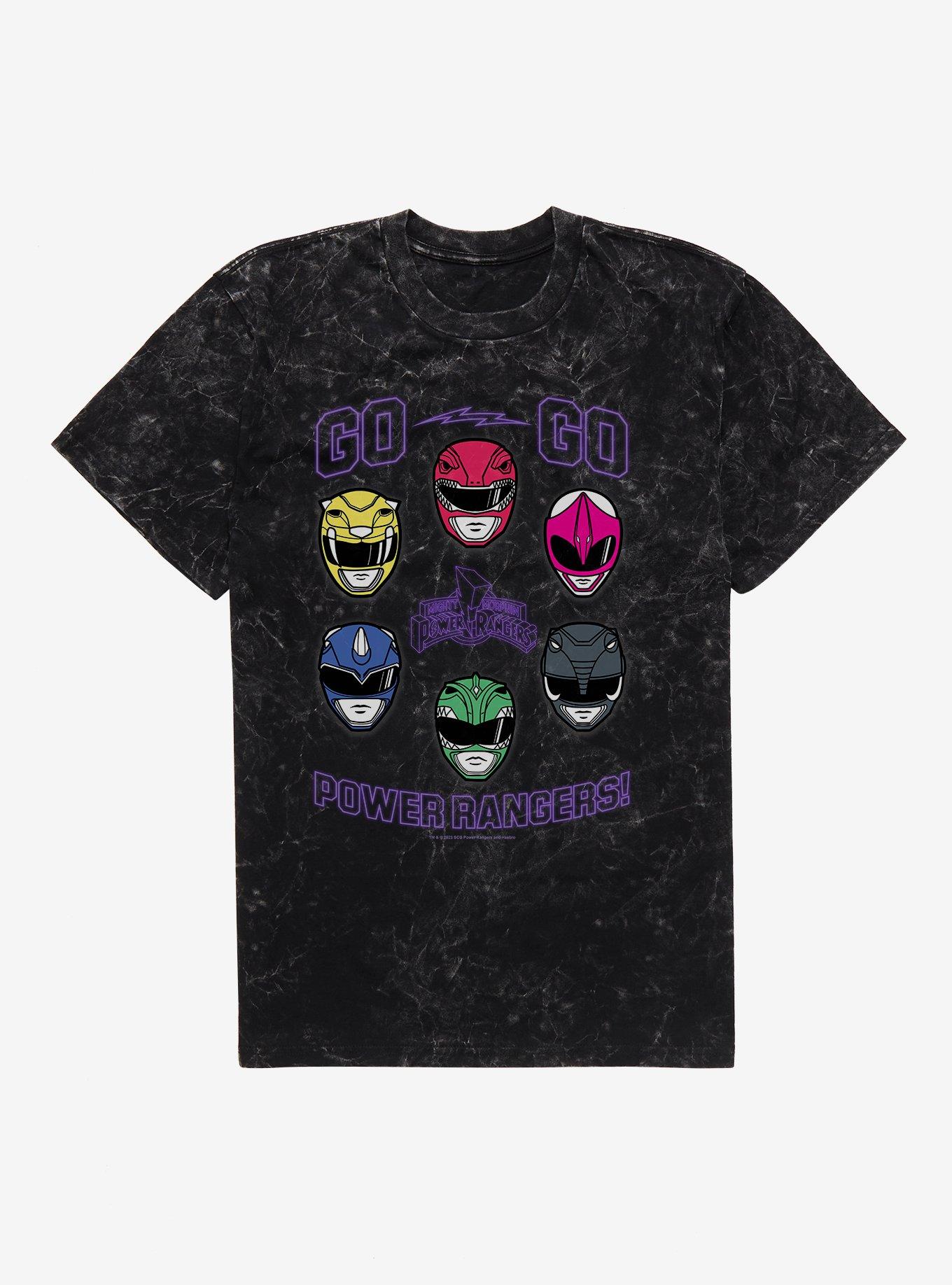 Mighty Morphin Power Rangers Go Go Power Rangers Helmets Mineral Wash T-Shirt