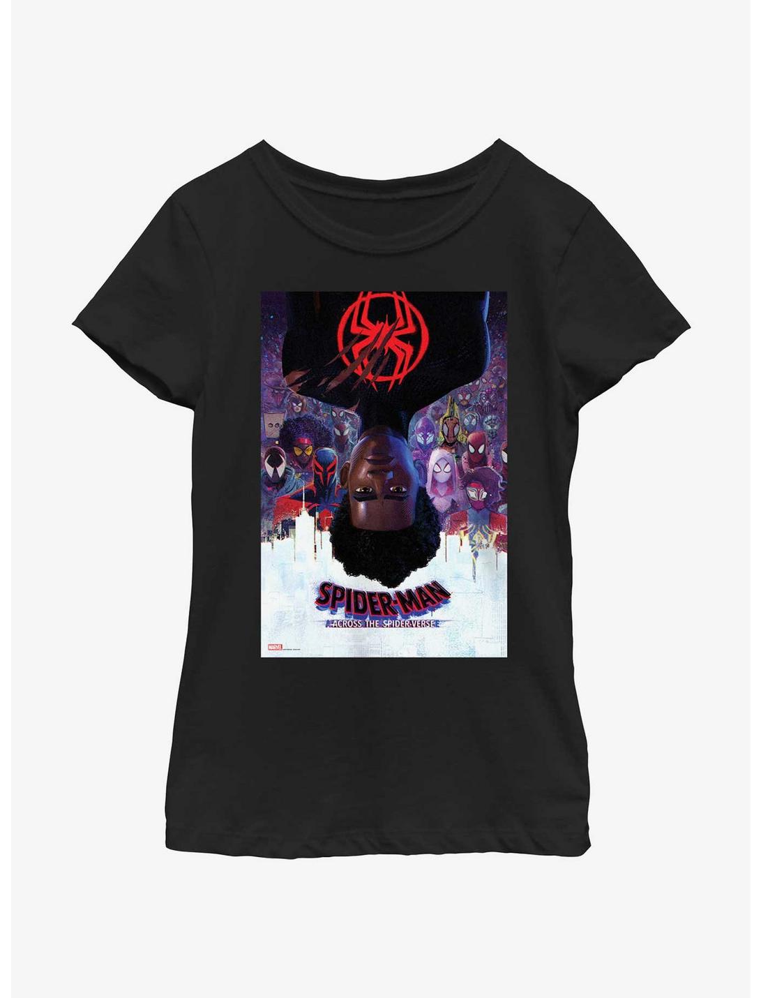 Marvel Spider-Man: Across the Spider-Verse Miles Morales Poster Youth Girls T-Shirt, BLACK, hi-res