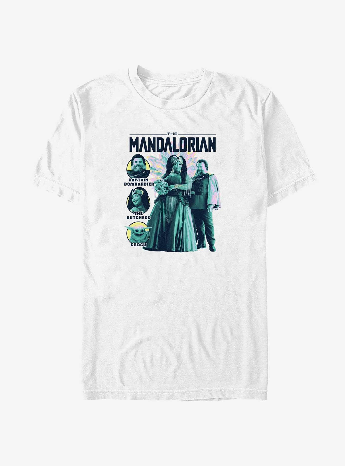 Star Wars The Mandalorian The Dutchess Captain Bombardier & Grogu Big & Tall T-Shirt, WHITE, hi-res