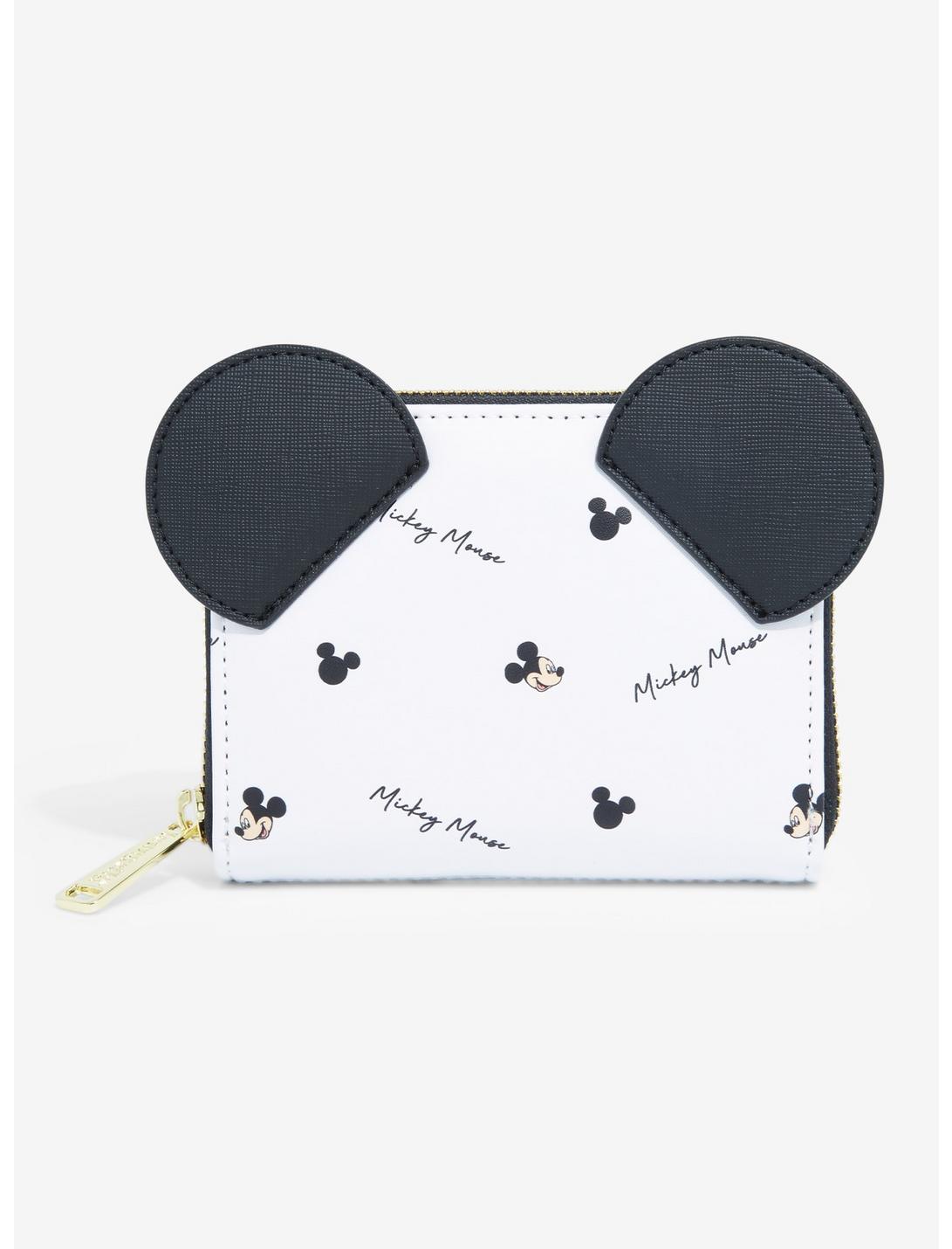 Loungefly Disney Mickey Mouse Signature Allover Print Small Zippered Wallet - BoxLunch Exclusive, , hi-res