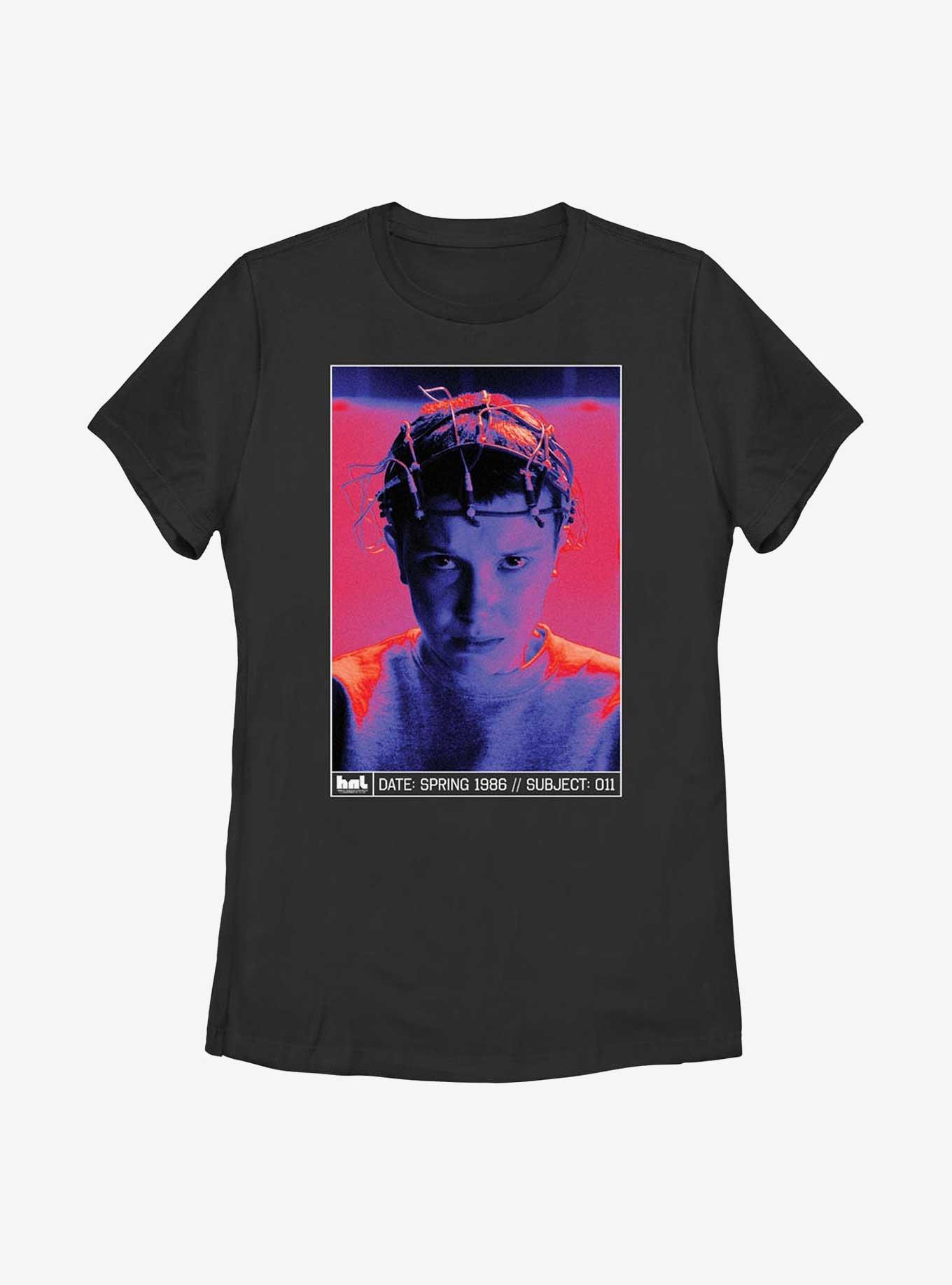 Stranger Things Subject 011 Experiment Poster Womens T-Shirt, BLACK, hi-res