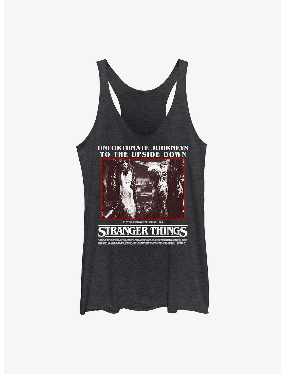 Stranger Things Unfortunate Journey Eleven and Vecna Womens Tank Top, BLK HTR, hi-res