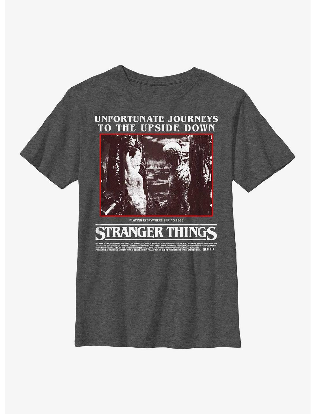 Stranger Things Unfortunate Journey Eleven and Vecna Youth T-Shirt, CHAR HTR, hi-res