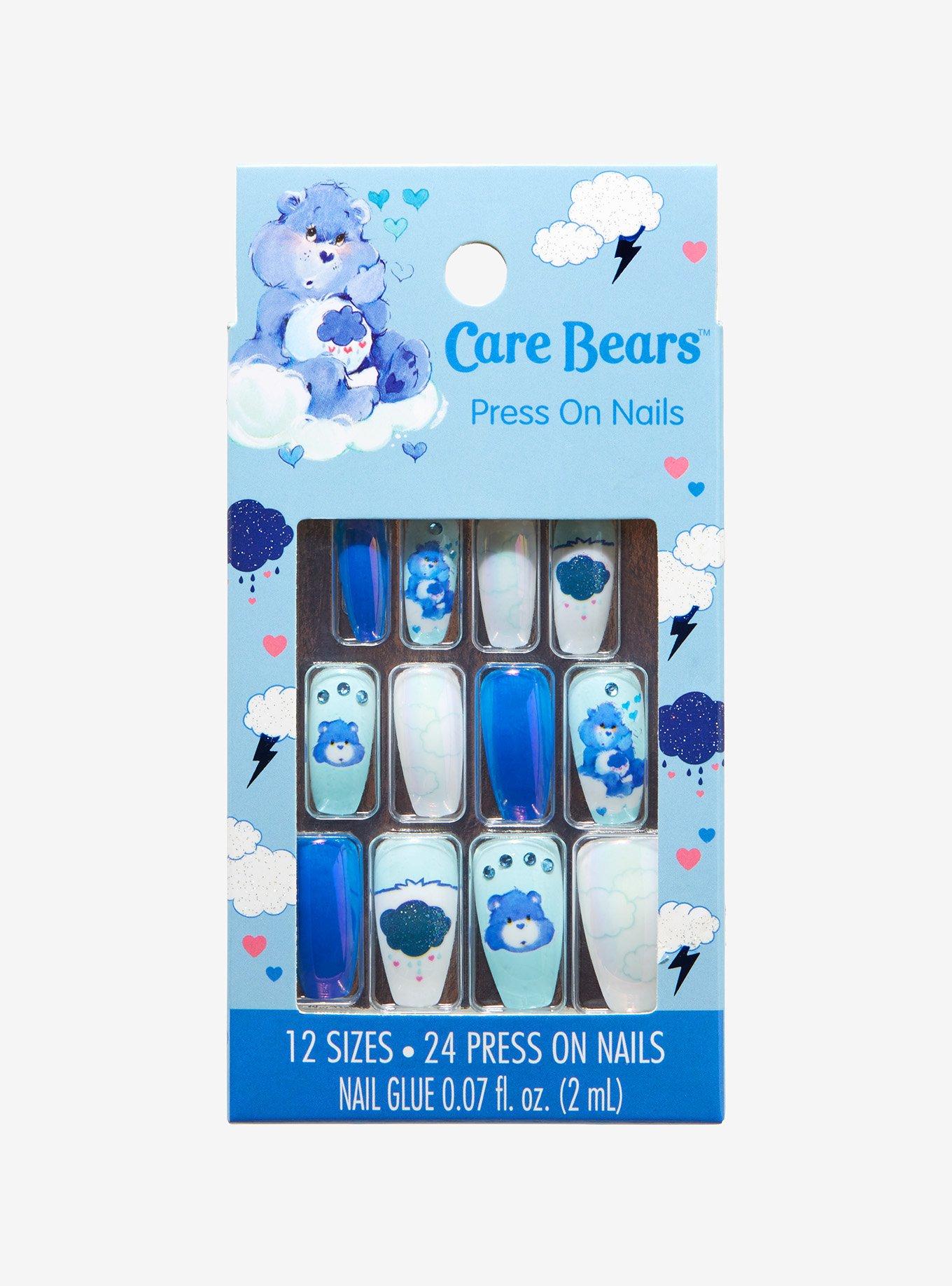 Hot Topic Care Bears Grumpy Bear Faux Nail Set