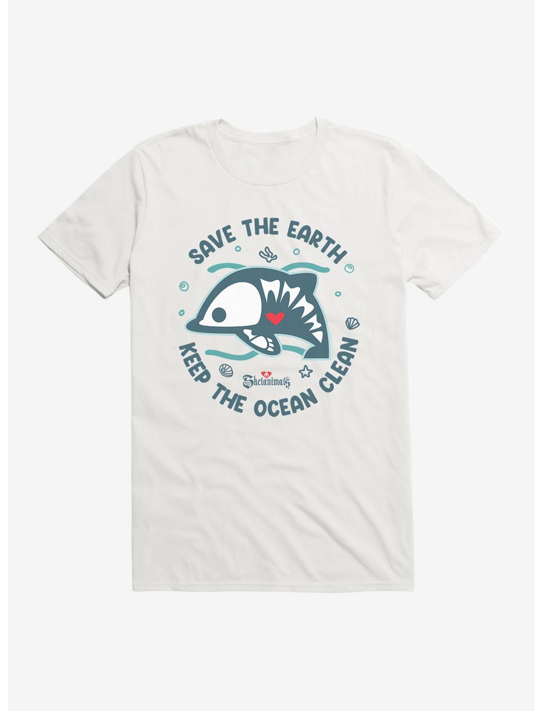 Skelanimals Dolphie Keep The Ocean Clean T-Shirt, WHITE, hi-res