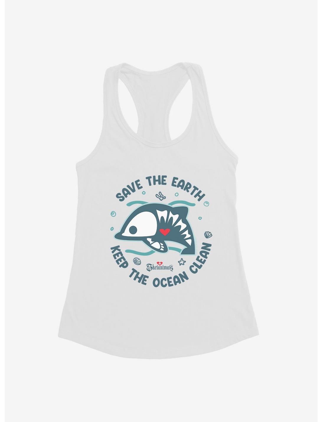 Skelanimals Dolphie Keep The Ocean Clean Girls Tank, WHITE, hi-res