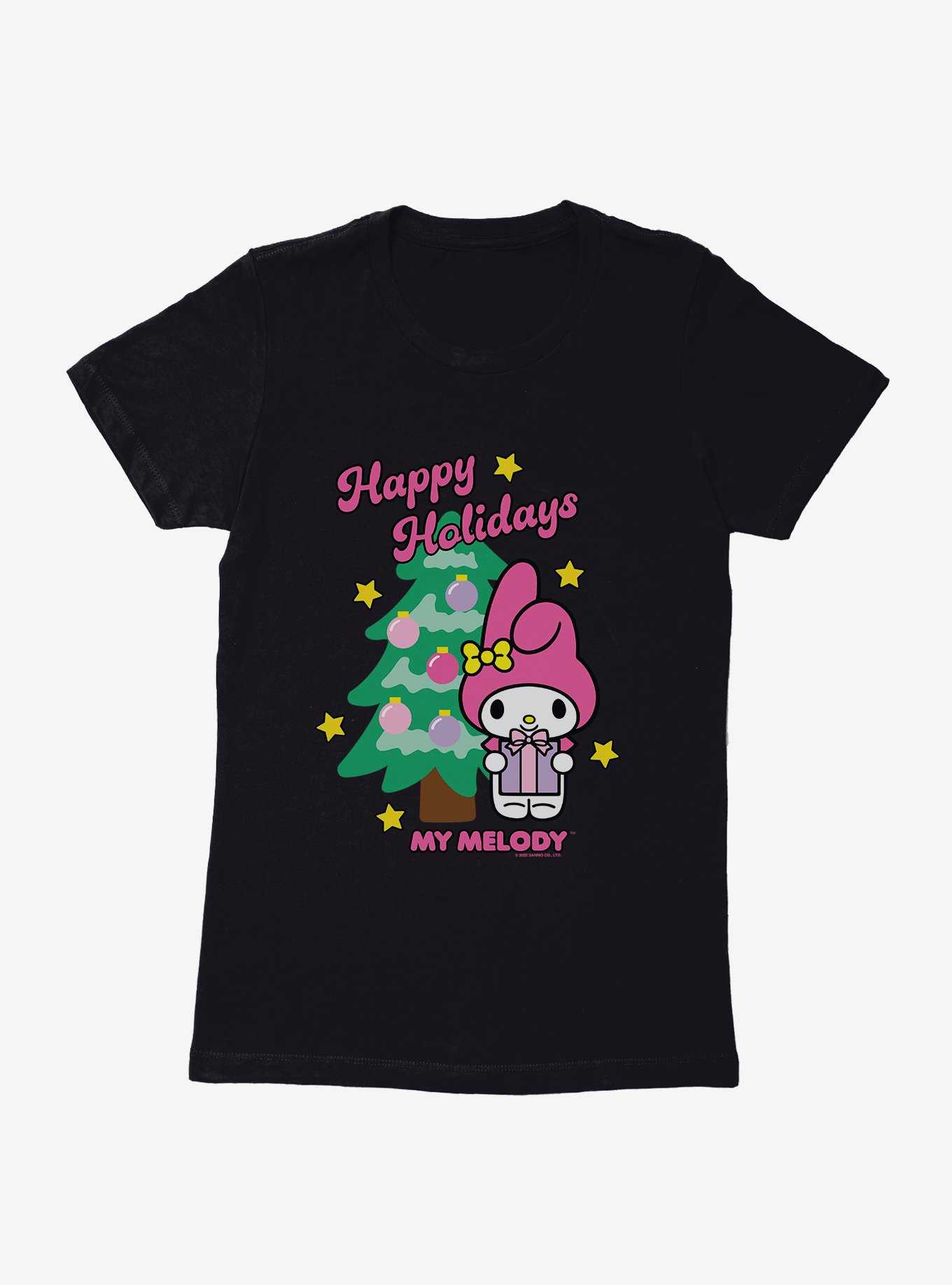 My Melody Happy Holidays Christmas Tree Womens T-Shirt, , hi-res
