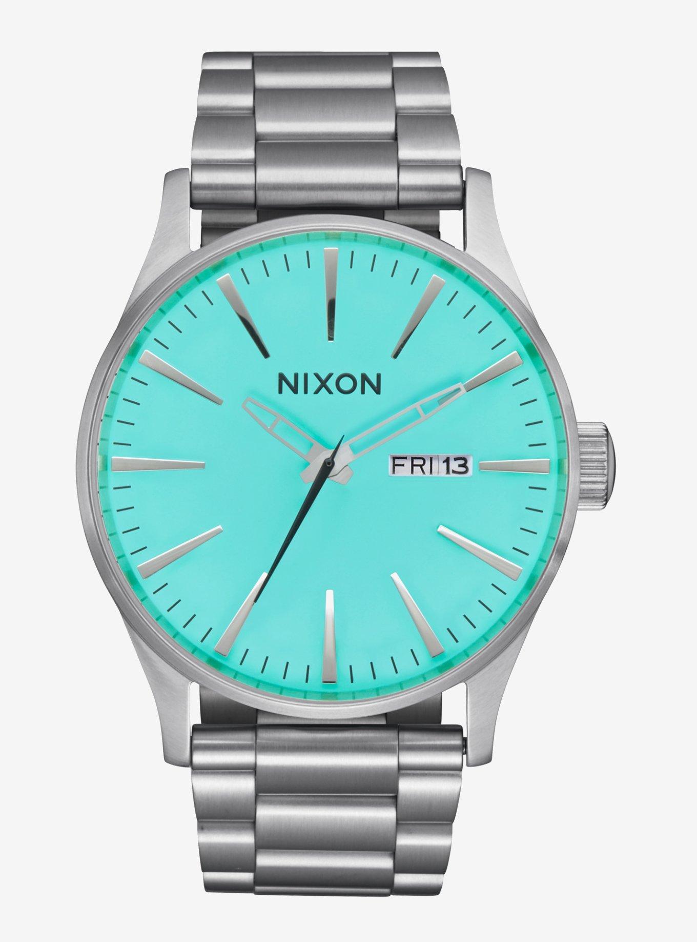 Nixon Sentry Stainless Steel Silver x Turquoise Watch
