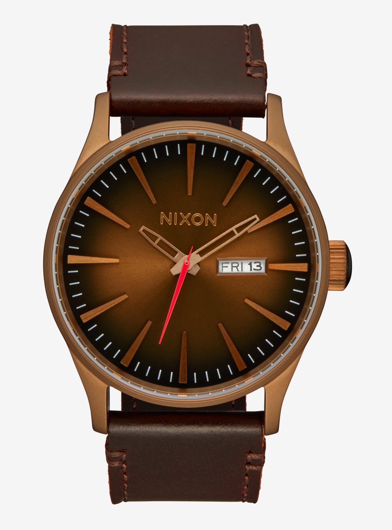 Nixon Sentry Leather Bronze x Black Watch, , hi-res