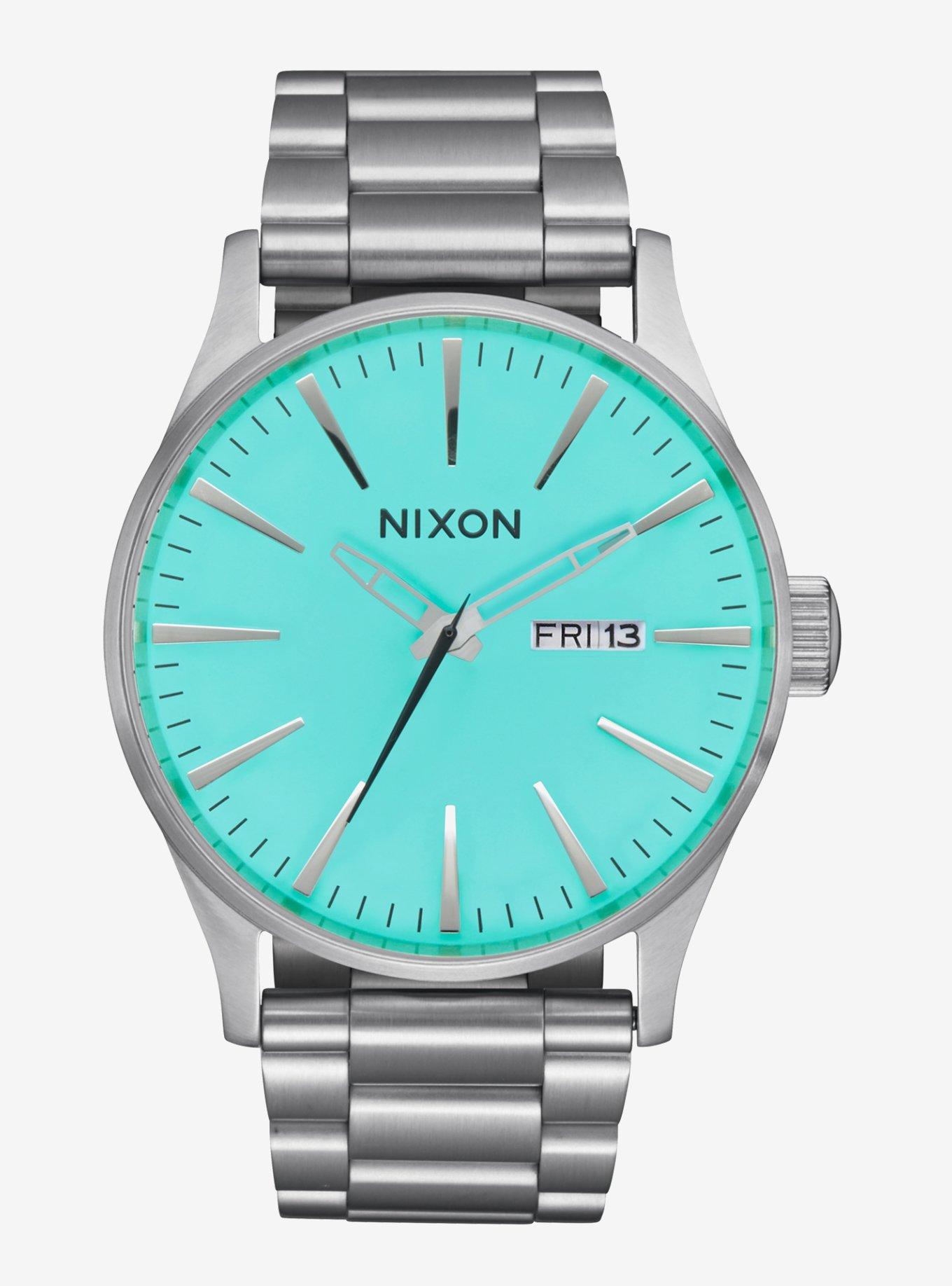 Nixon Sentry Stainless Steel Silver x Turquoise Watch, , hi-res