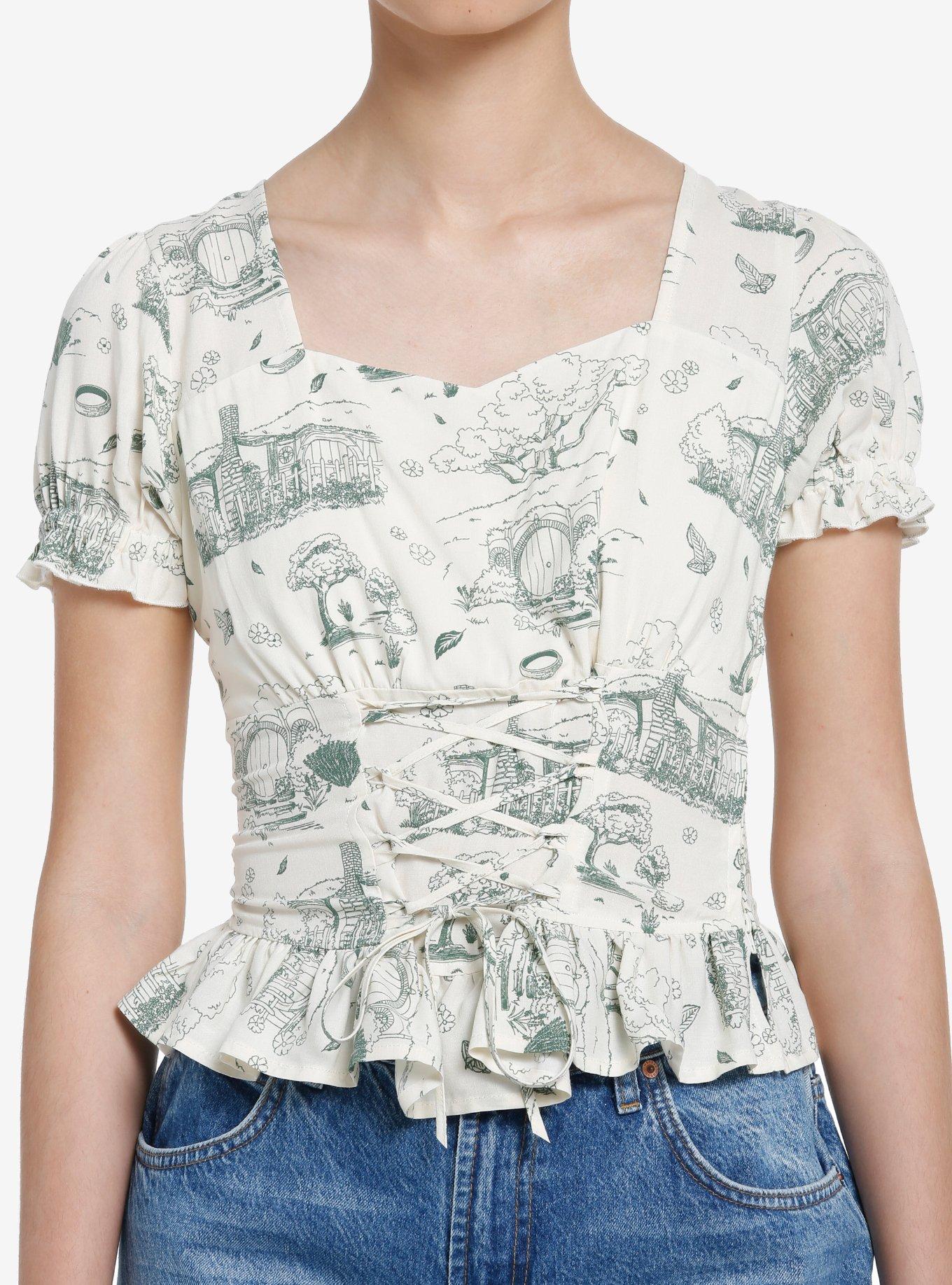 The Lord Of The Rings Shire Lace-Up Girls Top, MULTI, hi-res