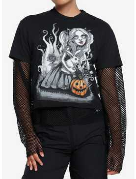 Social Collision Twisted Fairy Tale Pumpkin Girls Twofer Top, , hi-res
