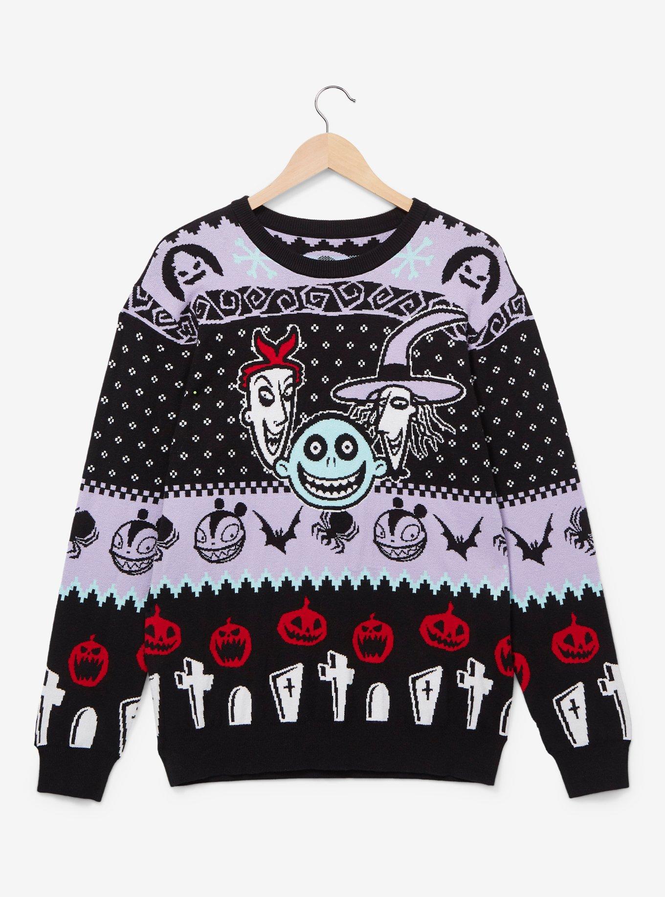 Disney The Nightmare Before Christmas Lock, Shock & Barrel Patterned Sweater - BoxLunch Exclusive, MULTI, hi-res