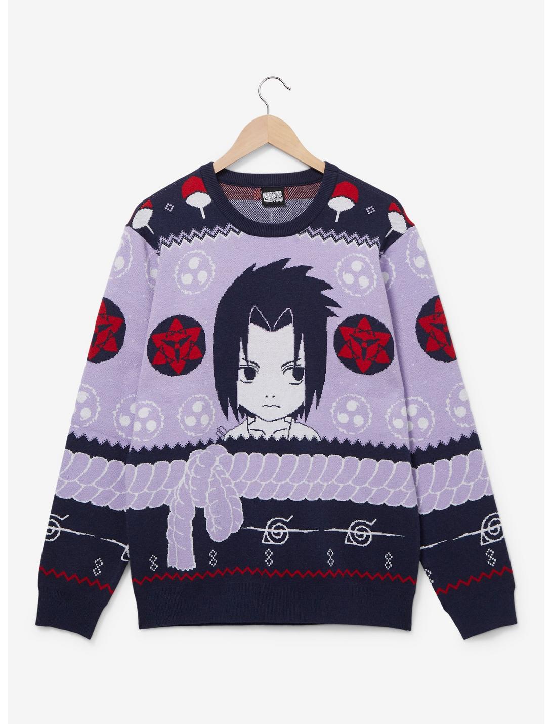 Naruto Shippuden Sasuke Uchiha Holiday Sweater - BoxLunch Exclusive, LILAC, hi-res