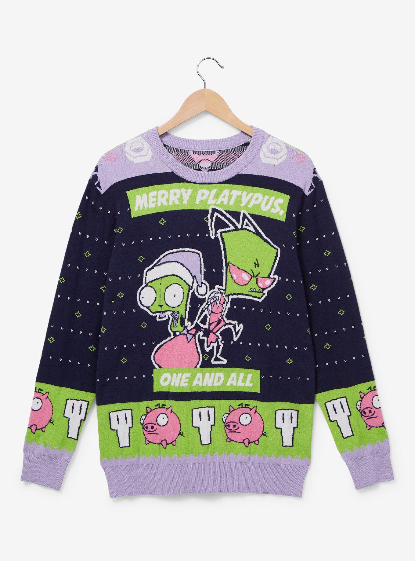 Invader Zim Gir and Zim Merry Platypus Holiday Sweater - BoxLunch Exclusive