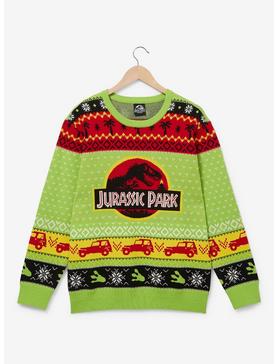 Jurassic Park Logo Patterned Holiday Sweater - BoxLunch Exclusive, , hi-res