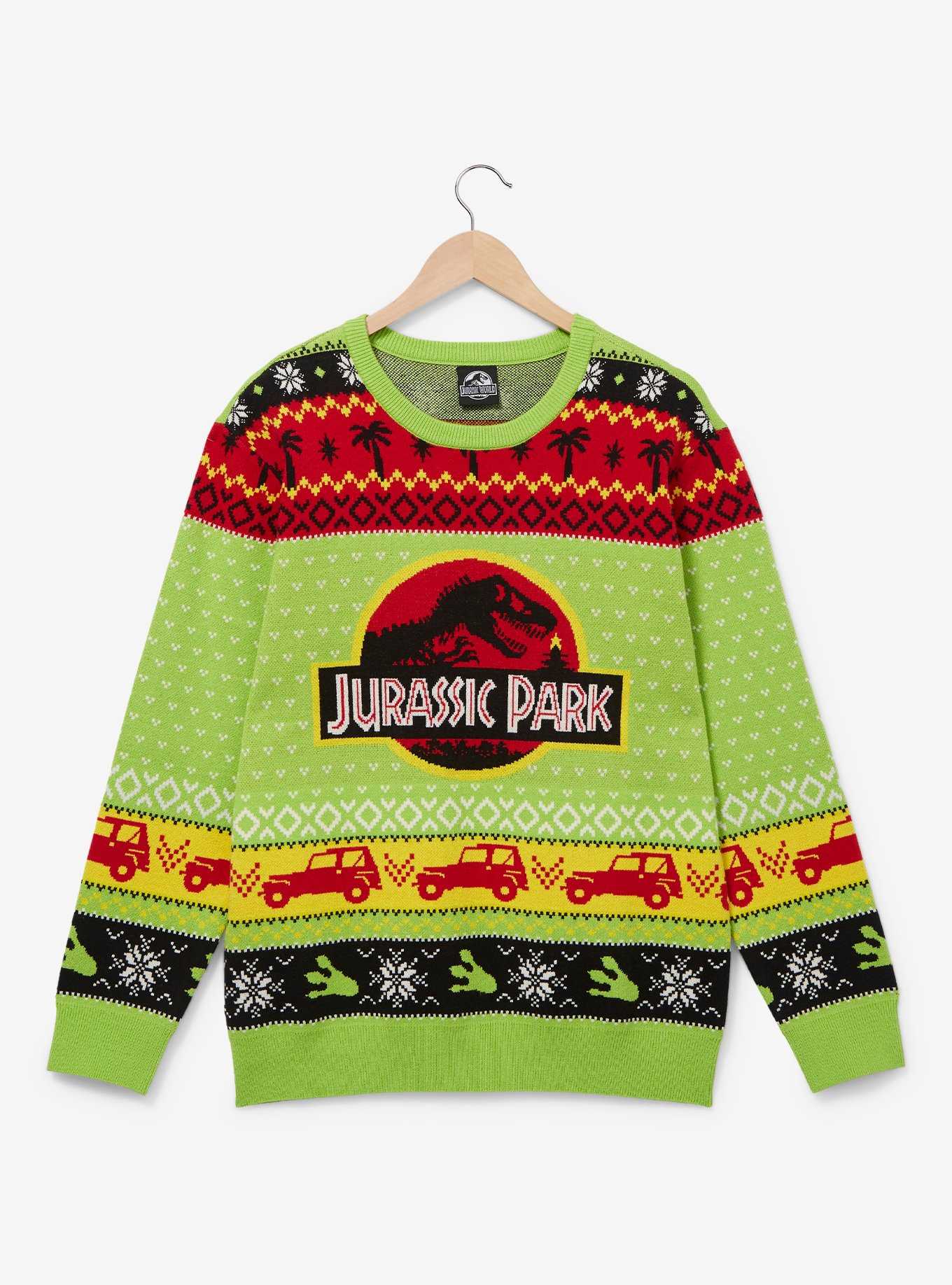 Jurassic Park Logo Patterned Holiday Sweater - BoxLunch Exclusive