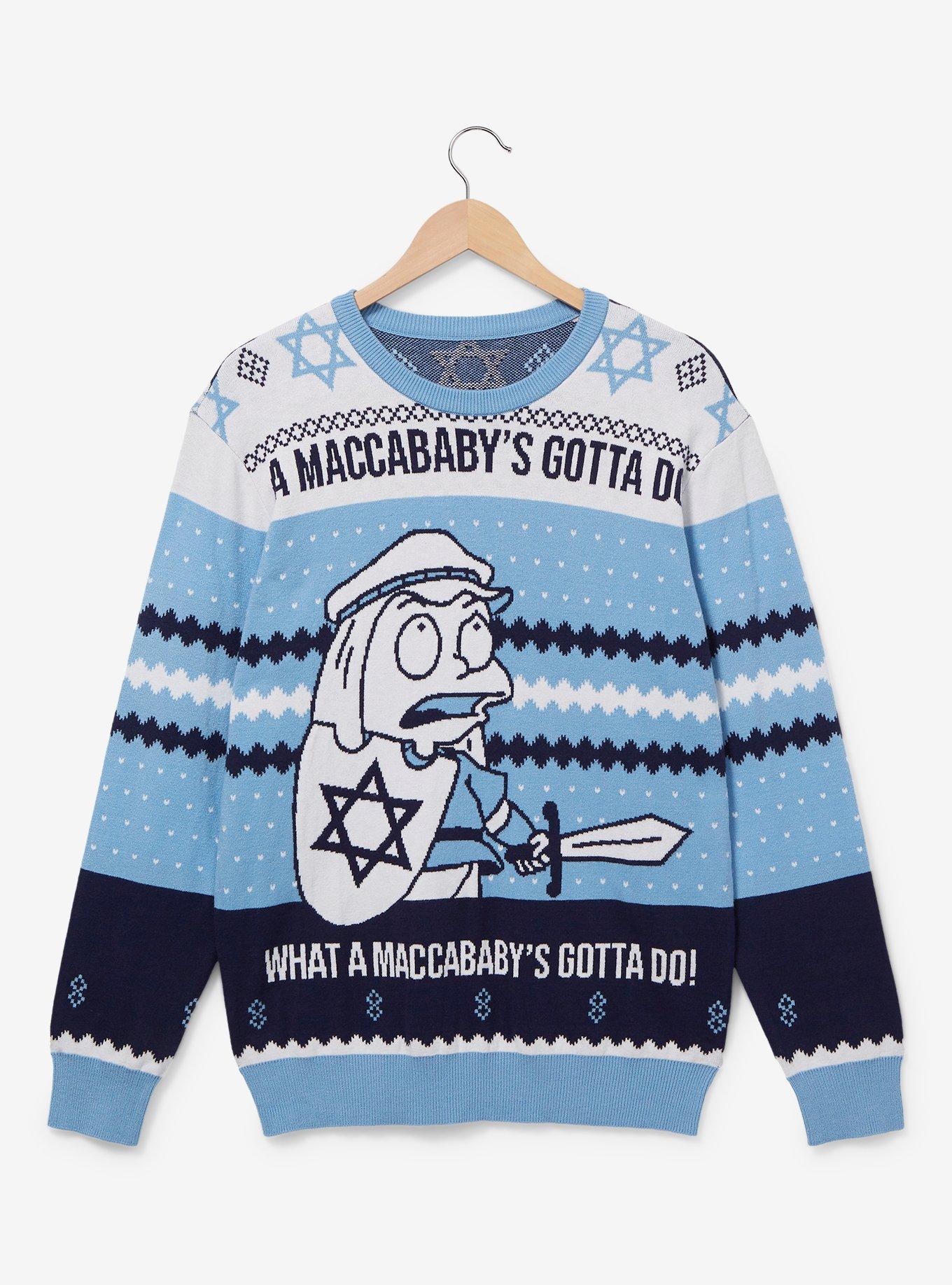 Rugrats Tommy Pickles Maccababy Holiday Sweater - BoxLunch Exclusive, LIGHT BLUE, hi-res