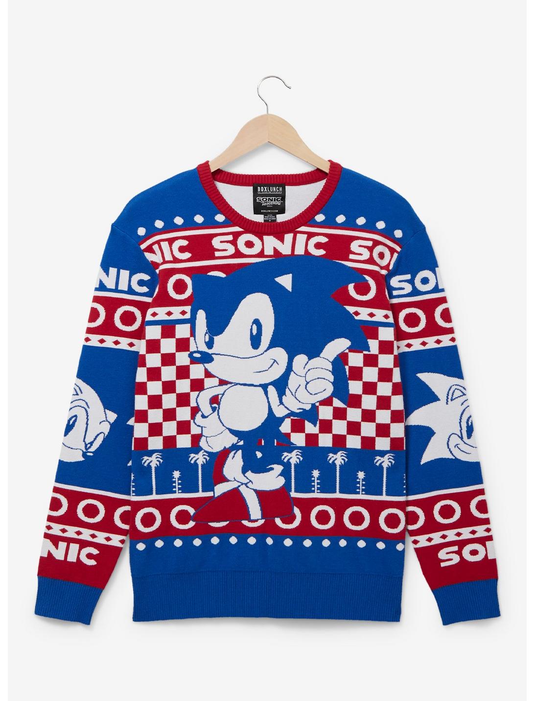 Sonic the Hedgehog Tonal Portrait Holiday Sweater - BoxLunch Exclusive, RED, hi-res