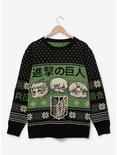Attack on Titan Chibi Characters Holiday Sweater - BoxLunch Exclusive , BLACK, hi-res