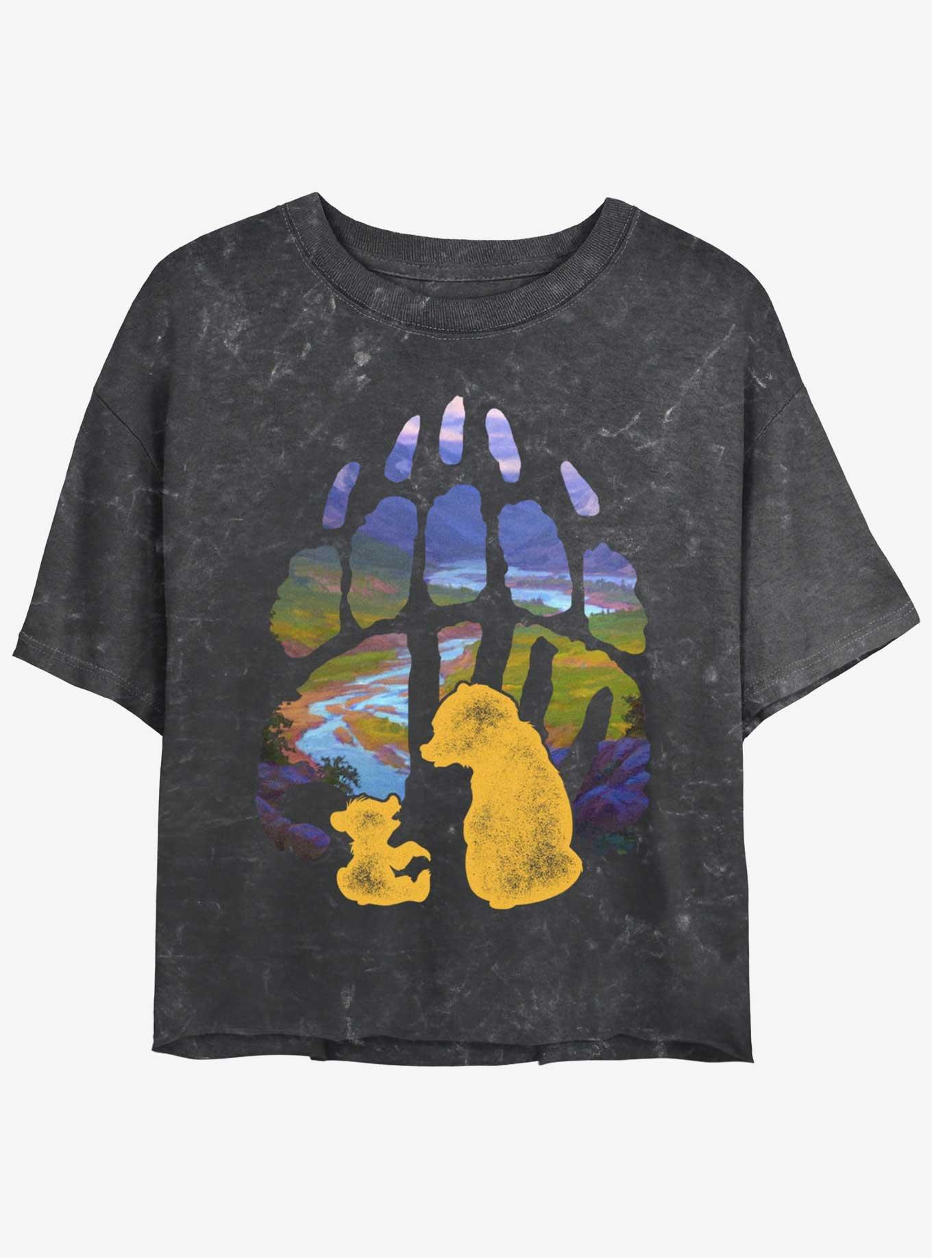 Disney Brother Bear Pawprint Mineral Wash Girls Crop T-Shirt